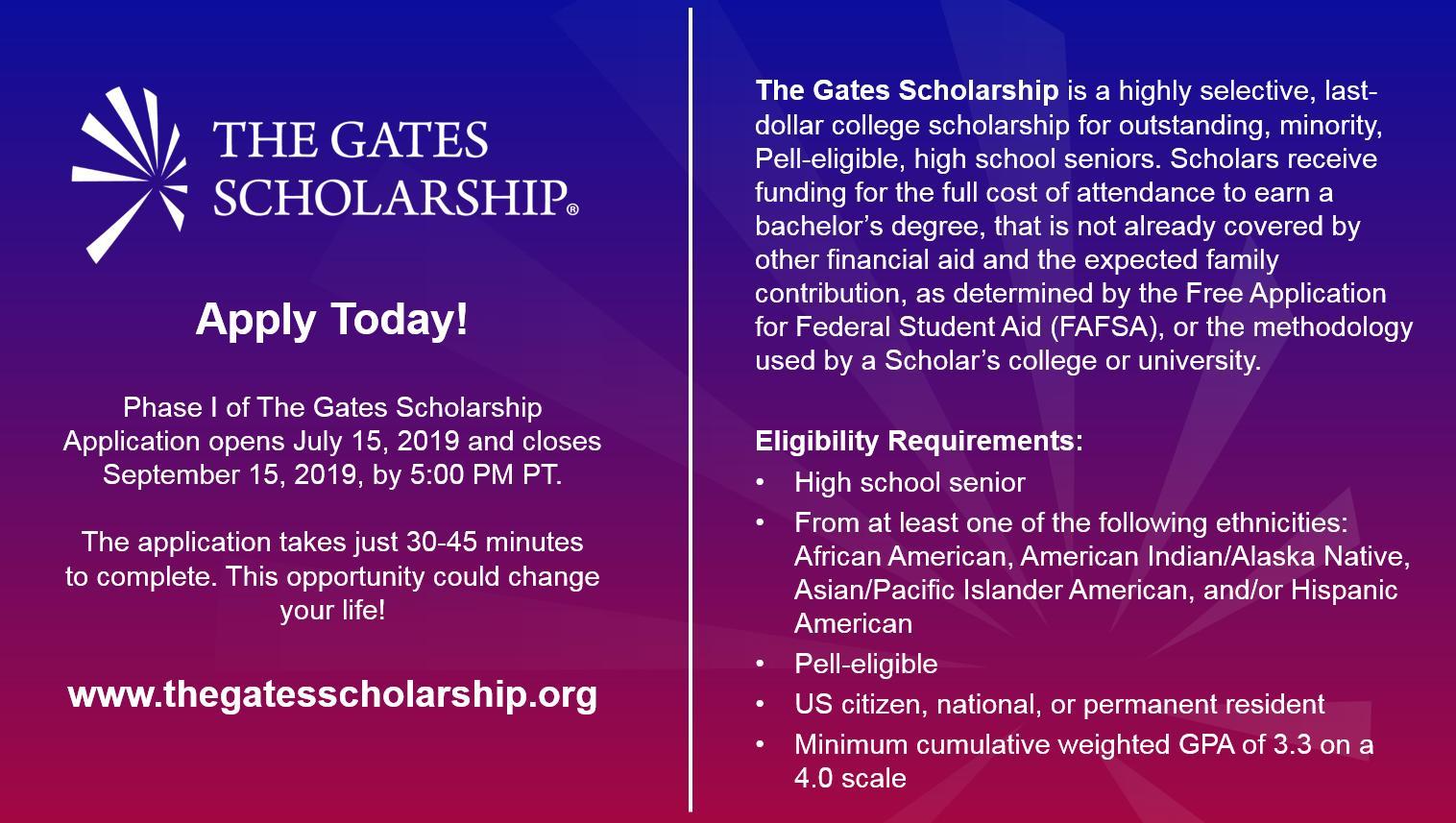gates scholarship opportunity flyer