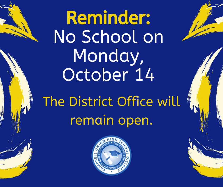 reminder: no school Monday, October 14